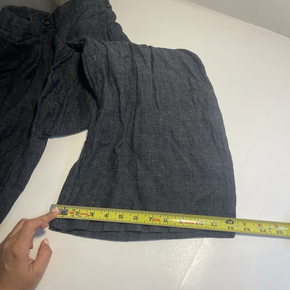 Halston Linen Pants 8 Charcoal Gray Wide Leg Summer Coastal Resort Beachy - Picture 6 of 8